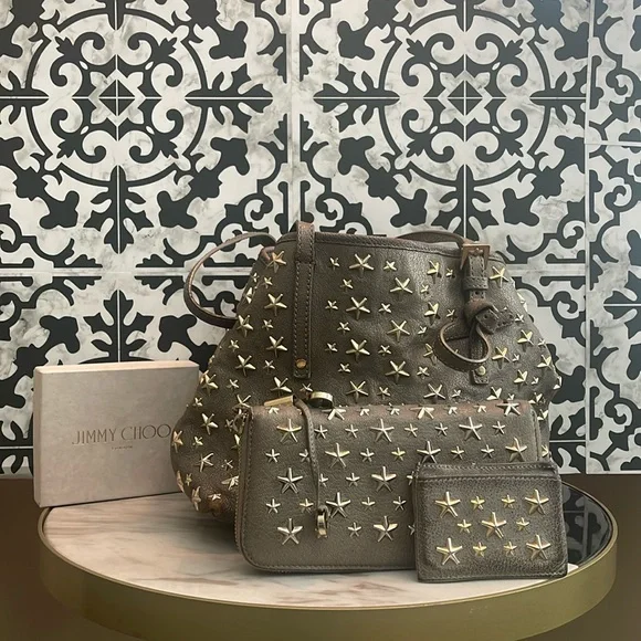 Jimmy Choo 3 piece Sasha M Star Bundle with Tote, wallet and card holder - Picture 1 of 11